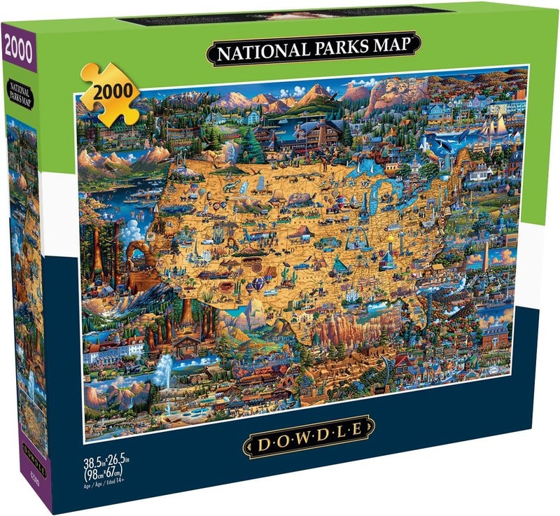 Buffalo Games - Dowdle - National Parks Map - 2000 Piece Jigsaw Puzzle for Adults -Challenging Puzzle Perfect for Game Nights - Finished Size is 38.50 x 26.50 - Image 1