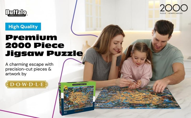 Buffalo Games - Dowdle - National Parks Map - 2000 Piece Jigsaw Puzzle for Adults -Challenging Puzzle Perfect for Game Nights - Finished Size is 38.50 x 26.50 - Image 2