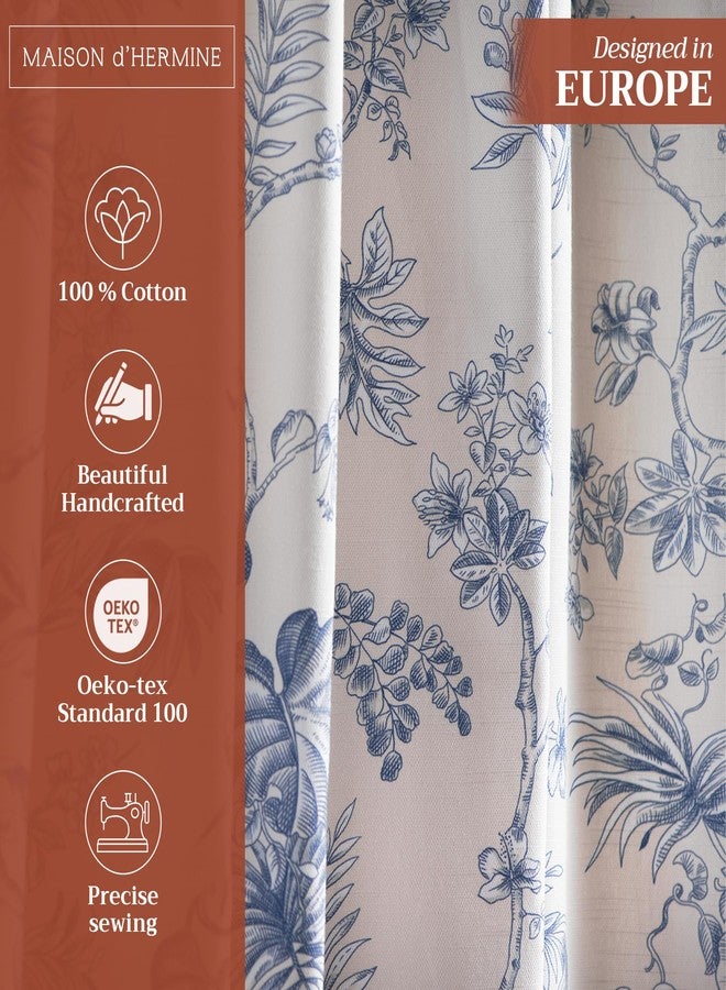 ميزون دي هيرمين ستائر ميزون دي هيرمين لغرفة المعيشة، قطن 100%، طول 96 بوصة، لوحة واحدة، ستائر تويل لتصفية الضوء لنوافذ غرفة النوم مع جيوب للقضيب والحلقة (جوي بارادايس بلو، 50 بوصة عرض × 96 بوصة طول) - Image 2