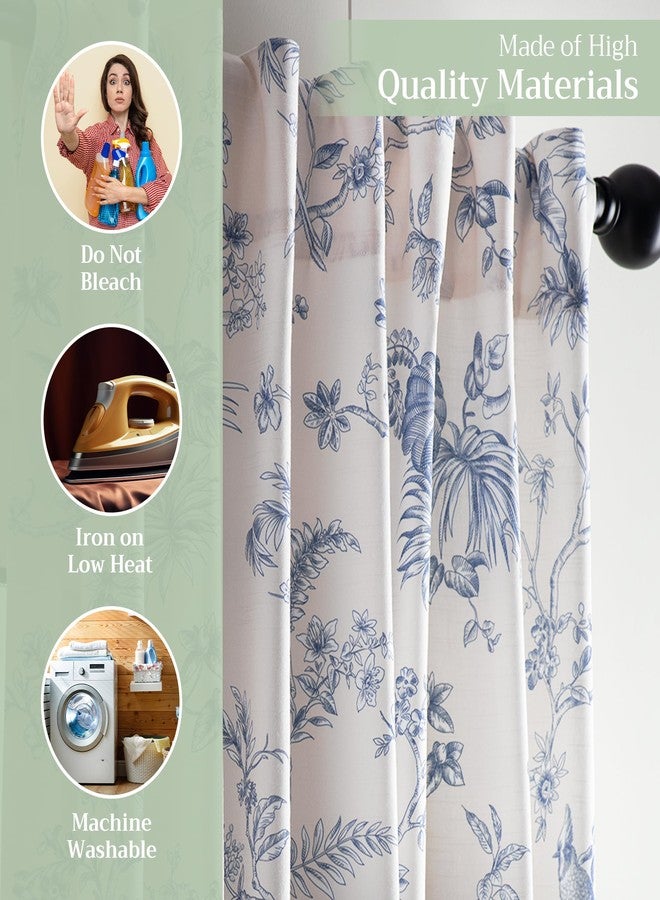 ميزون دي هيرمين ستائر ميزون دي هيرمين لغرفة المعيشة، قطن 100%، طول 96 بوصة، لوحة واحدة، ستائر تويل لتصفية الضوء لنوافذ غرفة النوم مع جيوب للقضيب والحلقة (جوي بارادايس بلو، 50 بوصة عرض × 96 بوصة طول) - Image 3