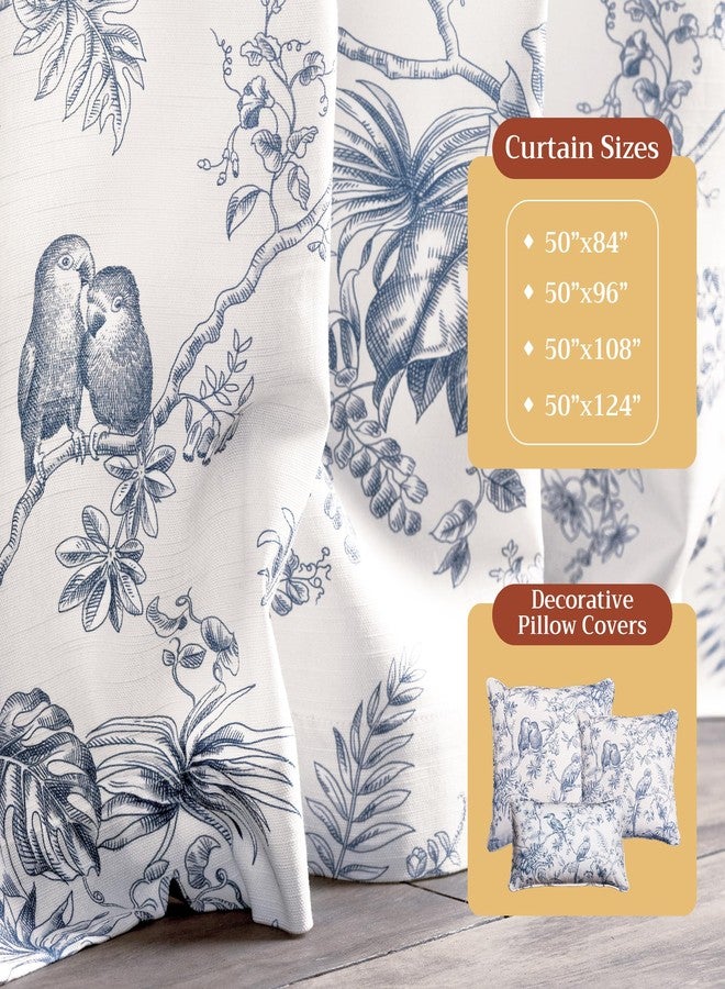 ميزون دي هيرمين ستائر ميزون دي هيرمين لغرفة المعيشة، قطن 100%، طول 96 بوصة، لوحة واحدة، ستائر تويل لتصفية الضوء لنوافذ غرفة النوم مع جيوب للقضيب والحلقة (جوي بارادايس بلو، 50 بوصة عرض × 96 بوصة طول) - Image 4