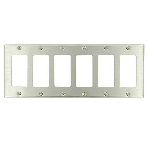 Leviton 6Gang DecoraGFCI Device Decora Wallplate Device Mount Stainless Steel 8443640 - Image 1