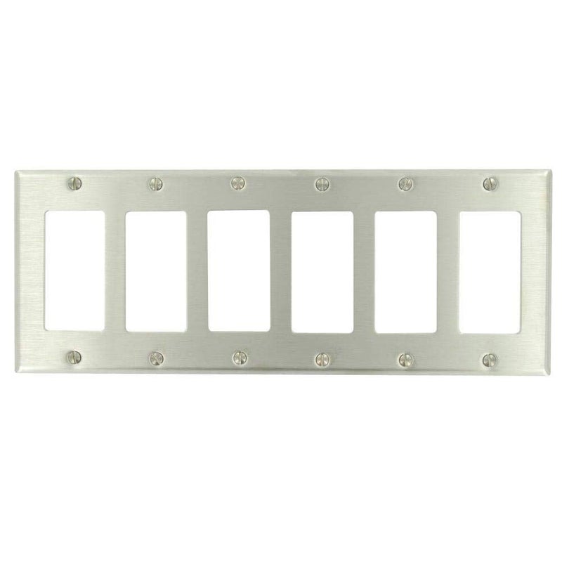 Leviton 6Gang DecoraGFCI Device Decora Wallplate Device Mount Stainless Steel 8443640 - Image 2