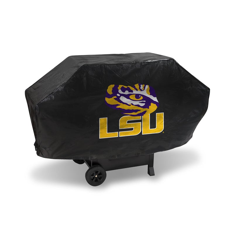 Rico Industries NCAA LSU Tigers Black Deluxe Grill Cover Deluxe Vinyl Grill Cover 68 WideHeavy DutyVelcro Staps