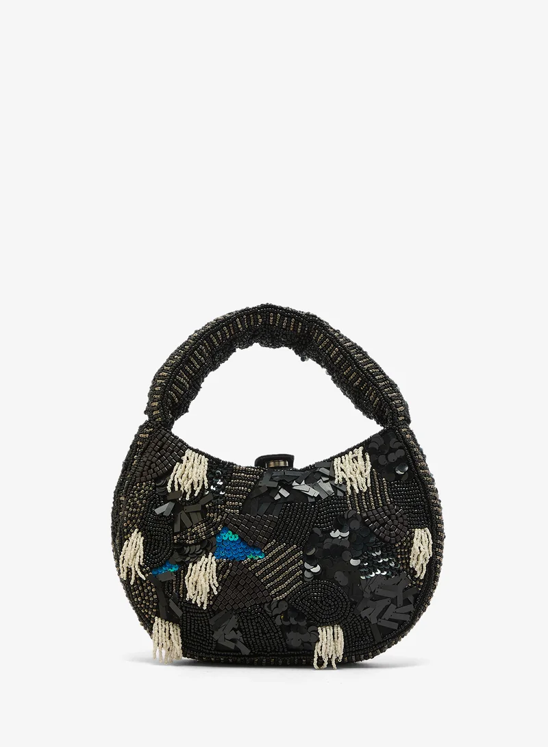 Namshi x Embroidered Beaded Tassle Clutch