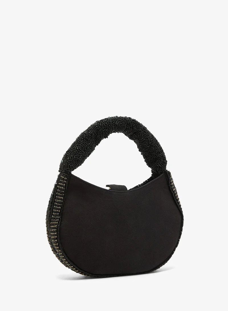 Namshi x Black Embroidered Beaded Tassle Clutch for Women | Best Price UAE