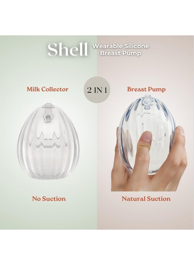 HAAKAA Shell Wearable Hands-Free Manual Breast Pump/Milk Collector â€“ Medical-Grade Silicone â€“ Compact, Portable & Discreet â€“ Leak-Proof Valve 4 oz 2PK - Image 2