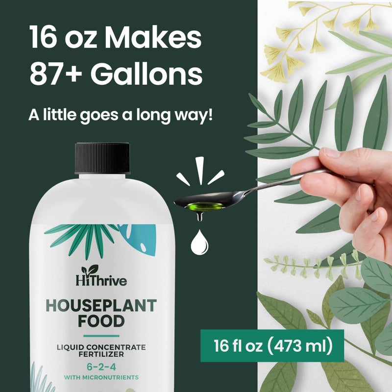 HiThrive 16oz Houseplant Fertilizer, All Purpose Indoor Plant Food - Makes 87+ Gallons, Plant Food for Houseplants - Fiddle Leaf Fig Tree, Pothos & More, 6-2-4 NPK, Concentrated Fertilizer for Indoor Plants - Image 3