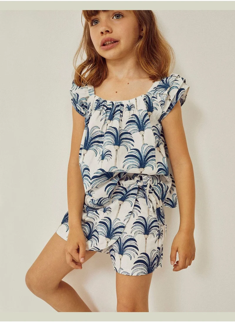 Zippy Zippy Cotton Top For Girls Palm Trees