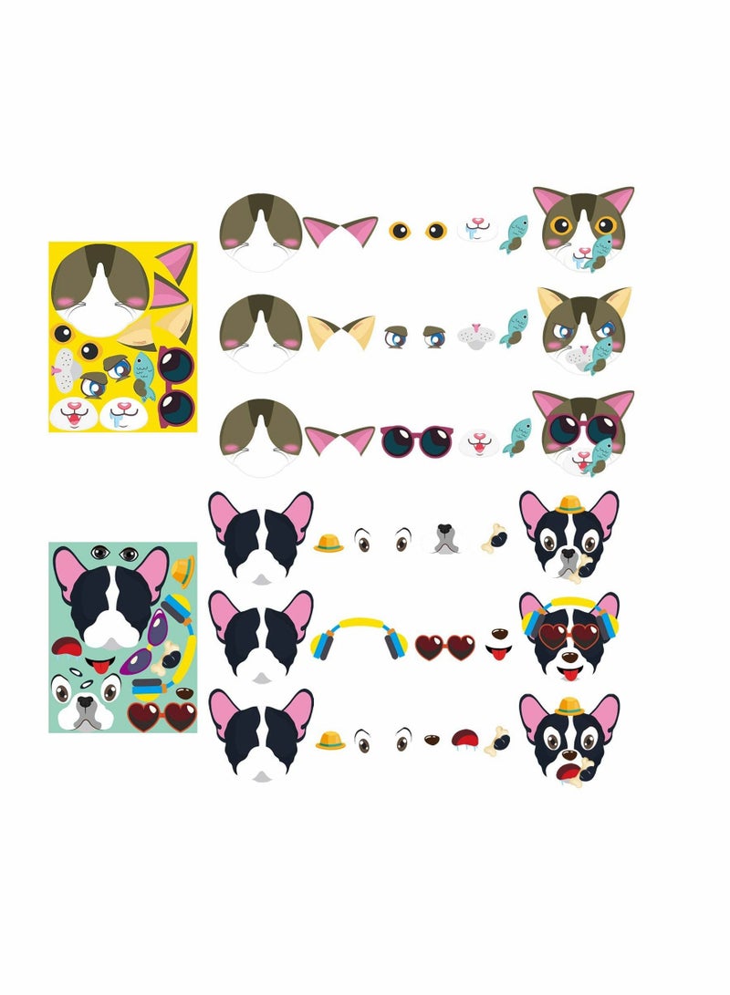 SYOSI Make Your Own Stickers, 36 Pcs Kids Stickers Sheets, Dogs and Cats Stickers Fun Craft Project for Kids, Dogs And Cats Mix and Match Stickers Kids Party Favor, Class Reward - Image 5