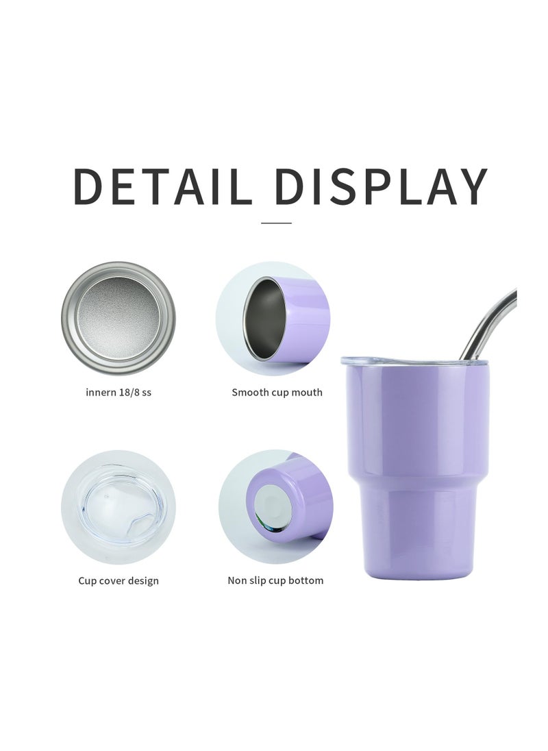 Excefore Mini Tumbler Shot Glass With Straw, 4 Pack Mini Tumbler Shot Glass Set, Double Wall Mini Tumbler Shot Glass with Straw Lid, 2oz Tumbler Shot Glass Stainless Steel ForParties, Travel  - Image 3