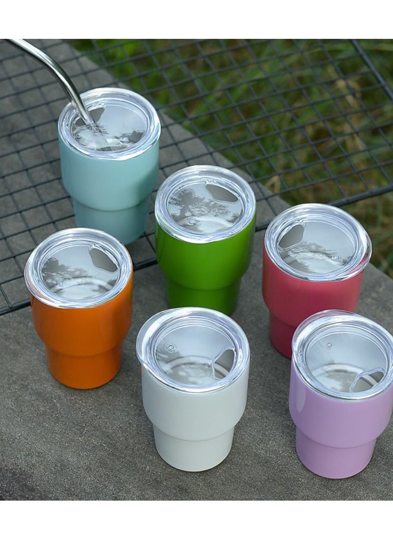 Excefore Mini Tumbler Shot Glass With Straw, 4 Pack Mini Tumbler Shot Glass Set, Double Wall Mini Tumbler Shot Glass with Straw Lid, 2oz Tumbler Shot Glass Stainless Steel ForParties, Travel  - Image 5