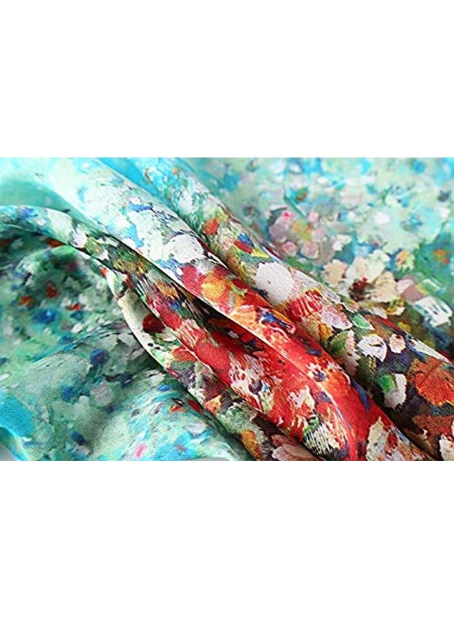 V3E Women's Printed Poly Cotton Scarf, Scarves, Stole & Shawl for Summer & Winter (Dark Green) - Image 2