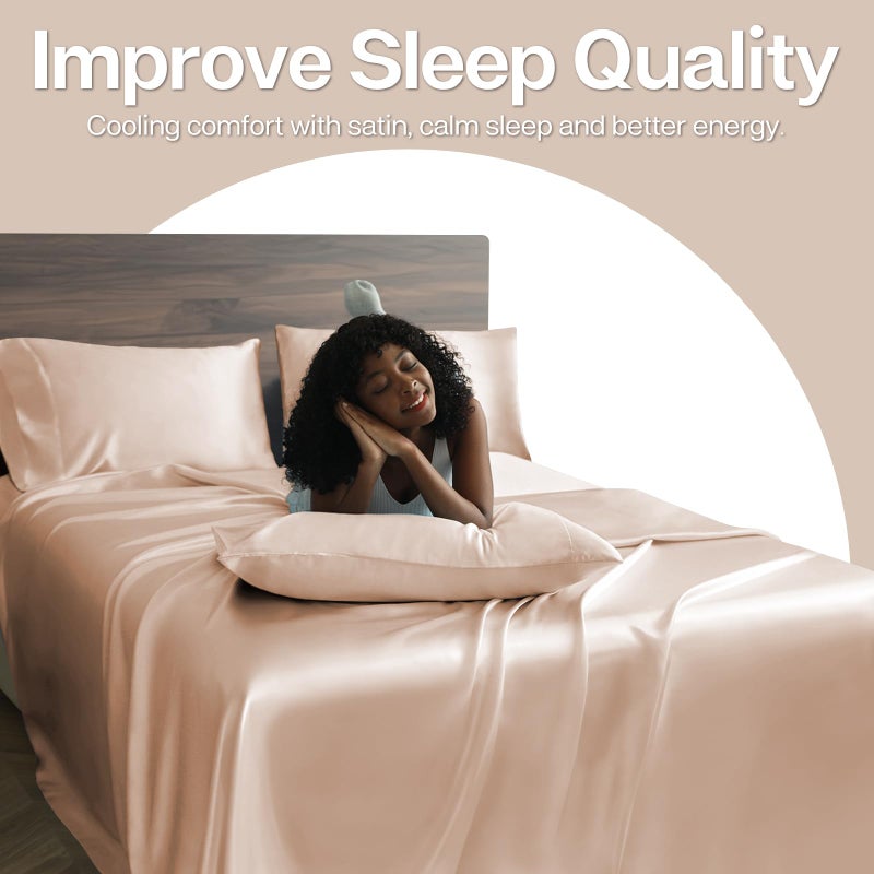 MR&HM Satin Pillowcase for Hair and Skin, Silk Satin Pillowcase 2 Pack, King Size Pillow Cases Set of 2, Silky Pillow Cover with Envelope Closure (20x40, Champagne) - Image 5