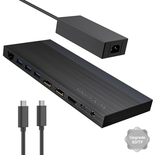 WAVLINK Laptop Docking Station Docking Station 3 Monitors with 2 DPHDMI 4K144Hz130W PD Charger 4 USB 30 Audio Gigabit Ethernet TFSD for LenovoHPDell Windows System Computer - Image 1