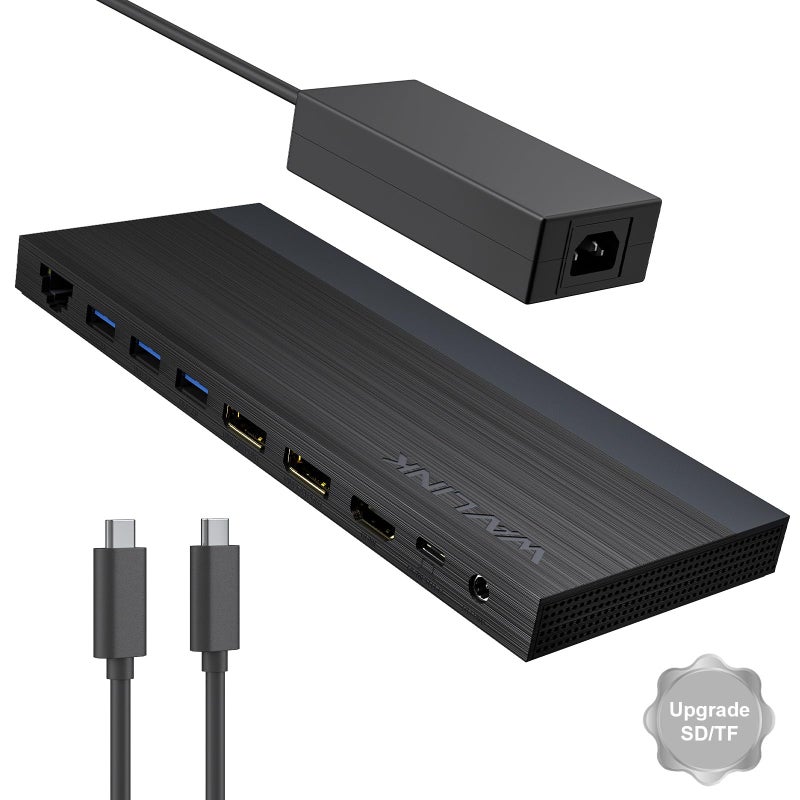 WAVLINK Laptop Docking Station Docking Station 3 Monitors with 2 DPHDMI 4K144Hz130W PD Charger 4 USB 30 Audio Gigabit Ethernet TFSD for LenovoHPDell Windows System Computer - Image 2