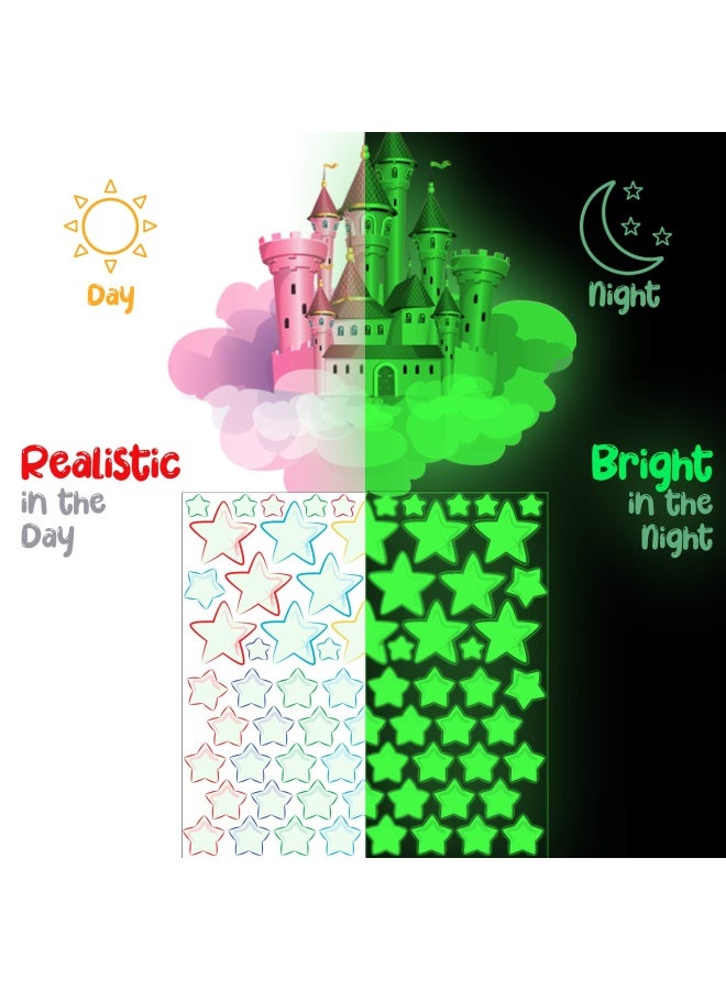 MAFOX Glow in The Dark Stars Glowing Unicorn Sets with Castle Moon and Rainbow Wall Decals for Kids Bedding Room Great for Birthday Gift Wall Mural Stickers for Girls and Boys - Image 3