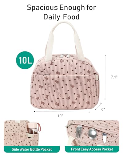 Hidds Lunch Box Lunch Bag Insulated Lunchbox Cute Reusable Lunch Tote bags for School Work Picnic for Kids Girls Women (Pink Bowknot) - Image 4