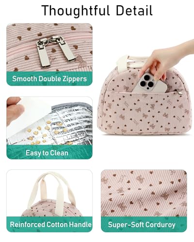 Hidds Lunch Box Lunch Bag Insulated Lunchbox Cute Reusable Lunch Tote bags for School Work Picnic for Kids Girls Women (Pink Bowknot) - Image 5