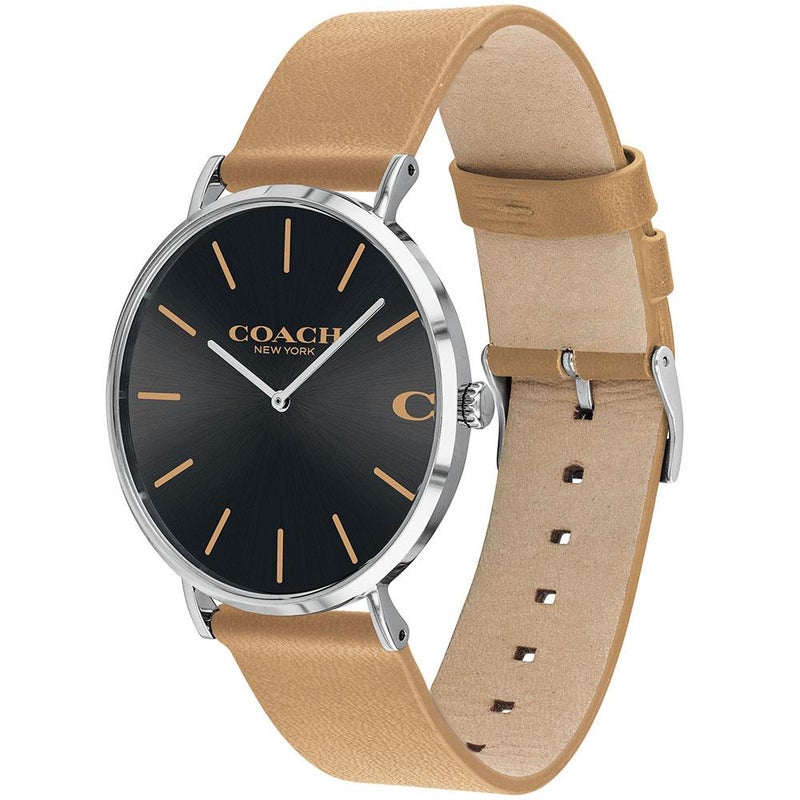COACH Charles Black Dial Brown Leather Strap Watch for Men - 14602155 - Image 2
