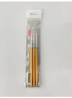 Generic Nail Art Brushes Set 3Pcs Metal Handle Detailing Tools Gold 