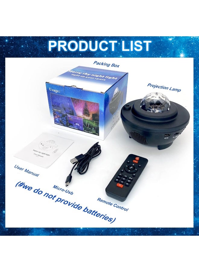 SKY-TOUCH جهاز عرض النجوم جالاكسي 3 في 1 ضوء ليلي، مصباح بلوتوث ليلي ملون 10 ألوان مع مؤقت وتحكم عن بُعد وقابل للشحن، ديكور غرفة النوم والمعيشة ضوء ليلي للأطفال - Image 5