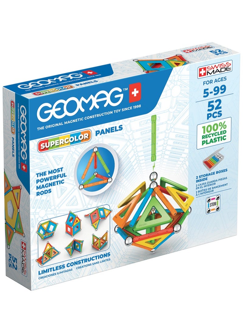 GEOMAG - Geomag Supercolor Magnetic Constructions For Kids, Magnetic Toy, Green Collection 100% Recycled Plastic, 52 Pieces - Image 1