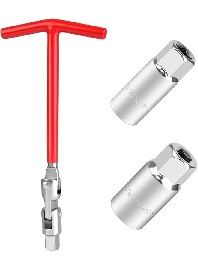 Spark Plug Socket Wrench, Universal,T-Handle, 6Mm (5/8") & 21Mm (13/16") Spark Plug Socket Wrench Remover Installer Tool - Image 1