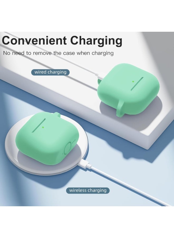 Compatible with AirPods 4 Case (2024) – Soft Silicone Shockproof Full Protective Cover with Keychain, Durable Anti-Scratch Case for Apple AirPods 4th Generation for Women and Men (Mint Green) - Image 4