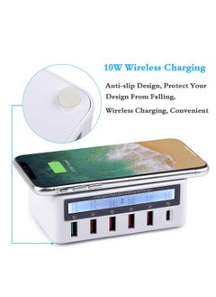KASTWAVE Charging Station for Multiple Devices, 100w 6-Port USB C Charging Station, QC3.0 PD20W, 15W Wireless Charging for Apple Multiple Devices, Compatible with Various Brands of Mobile Phones, Etc  - Image 3