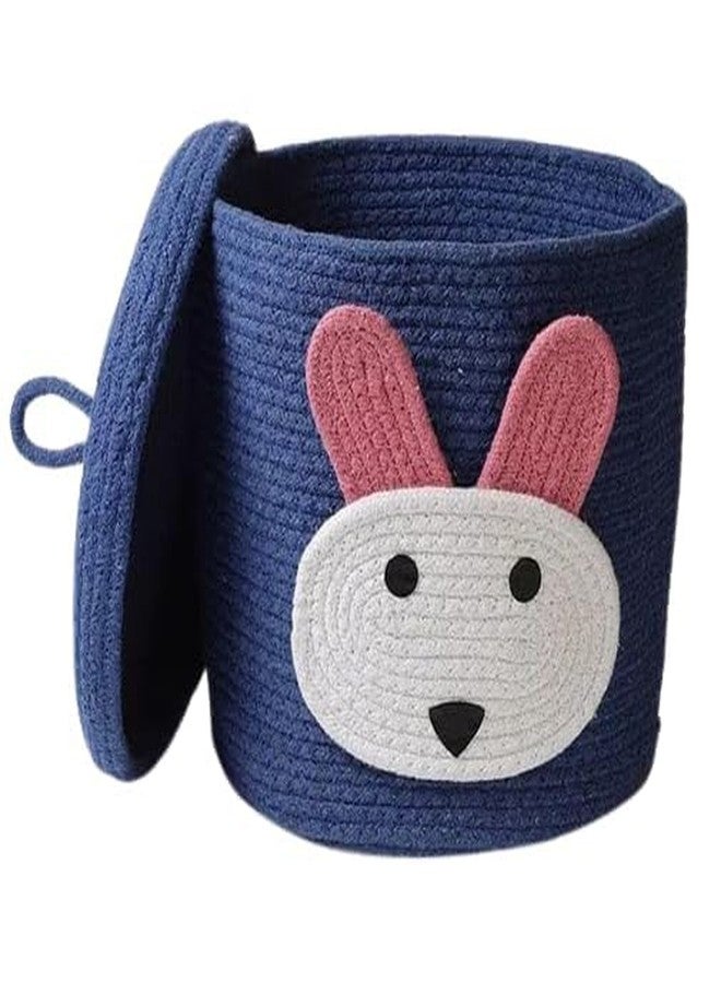 Juteify® Animal Storage Basket for Kids, Rope Storage Basket for Baby Diaper, Stuffed Animal Storage Bin Rope Basket for Kids Toy, Baby Laundry Baskets with lid (Doremon) (Rabbit) - Image 2