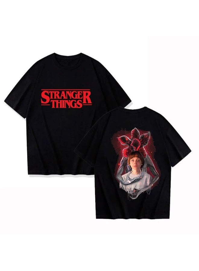 سترانجر ثينكينج تي شيرت Stranger Things المطبوع قصير الأكمام تي شيرت برسومات كلاسيكية رجعية قميص كاجوال ناعم وقابل للتنفس بمقاسات متعددة - Image 1