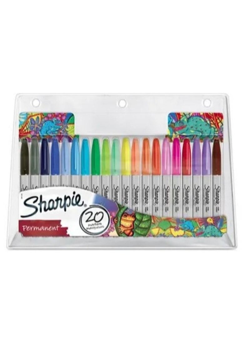 Sharpie مجموعة أقلام ماركر دائمة رفيعة الطرف من شاربى 20 قطعة متعددة الألوان - Image 3