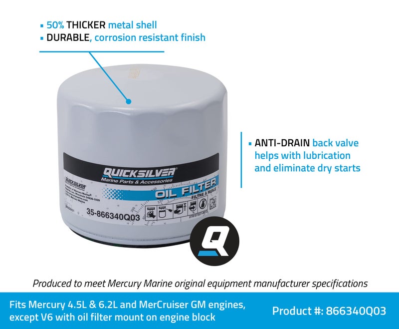 Quicksilver 866340Q03 Oil Filter for MerCruiser Sterndrive and Inboard Engines - Image 2