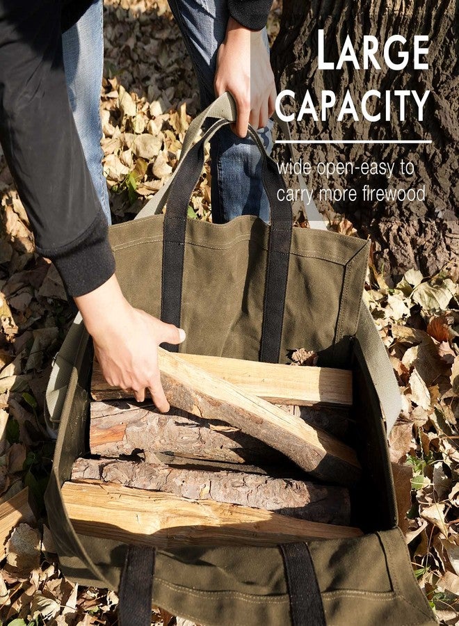 INNO STAGE 22oz Waxed Canvas Fire Wood Log Carrier Tote Bag for Fireplace with Patented Self Standing Design for Hay Hauling Outdoor Camping or BBQ Barbecue- Khaki - Image 4
