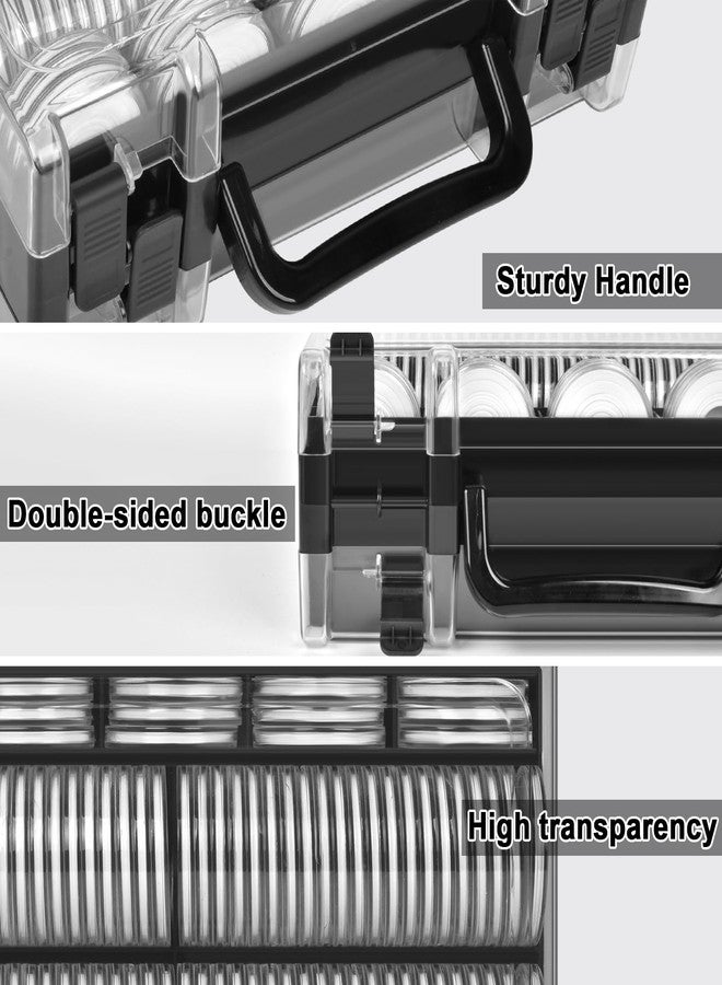 FULLCASE Coins Collector Case Holder Coin Capsules 46mm with 6 Sizes Foam Gasket (141 Pcs), Hard Paper Currency Sleeves (20 Pcs), Soft Dollar Bill Sleeves (200 Pcs) Storage Organizer Box (Black) - Image 4