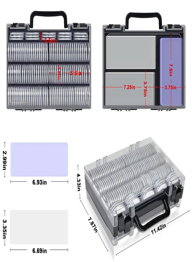 FULLCASE Coins Collector Case Holder Coin Capsules 46mm with 6 Sizes Foam Gasket (141 Pcs), Hard Paper Currency Sleeves (20 Pcs), Soft Dollar Bill Sleeves (200 Pcs) Storage Organizer Box (Black) - Image 5