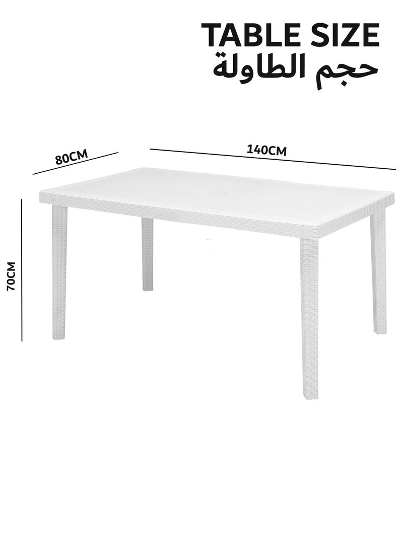 Concept home Large Rectangular Plastic Kitchen Table White 80X140 cm  - Image 4