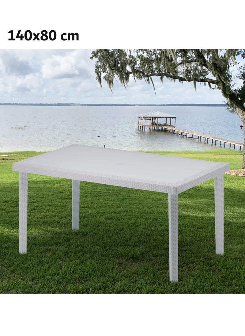 Concept home Large Rectangular Plastic Kitchen Table White 80X140 cm  - Image 5