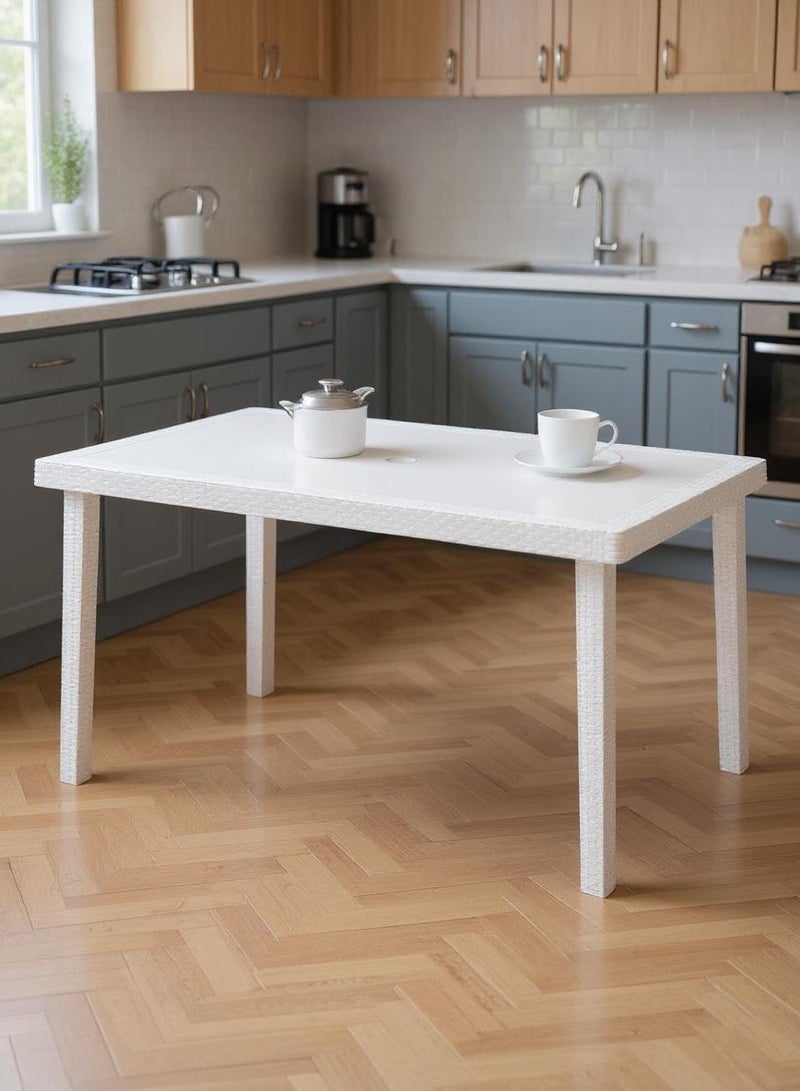 Concept home Large Rectangular Plastic Kitchen Table White 80X140 cm - Image 1