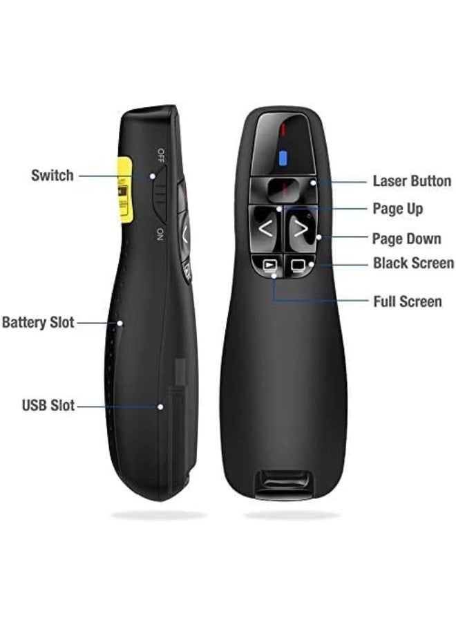 جهاز تحكم عن بُعد لاسلكي 2.4GHz R400 مع قلم ليزر أحمر للتحكم في العروض التقديمية PPT للمشروعات