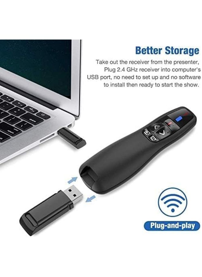 جهاز تحكم عن بُعد لاسلكي 2.4GHz R400 مع قلم ليزر أحمر للتحكم في العروض التقديمية PPT للمشروعات