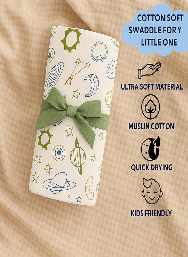 Nestlooms 100% Cotton Muslin Swaddle/Blanket/Multipurpose Wrap for New Born - Soft Swaddle Cloth for boy and Girl Printed (Combo of 2 Galaxy Dreams, Bear Snuggle) - Image 2