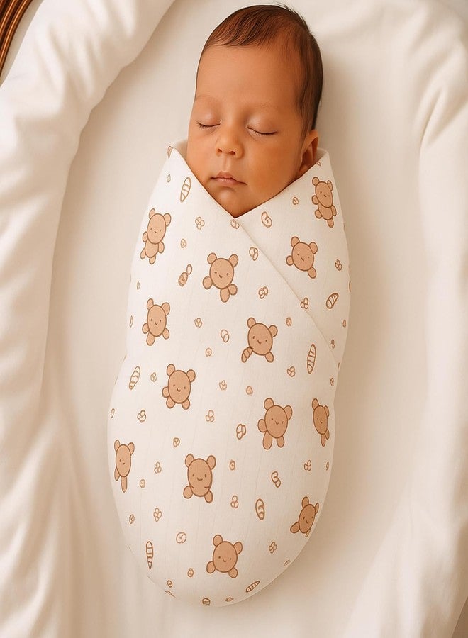 Nestlooms 100% Cotton Muslin Swaddle/Blanket/Multipurpose Wrap for New Born - Soft Swaddle Cloth for boy and Girl Printed (Combo of 2 Galaxy Dreams, Bear Snuggle) - Image 3