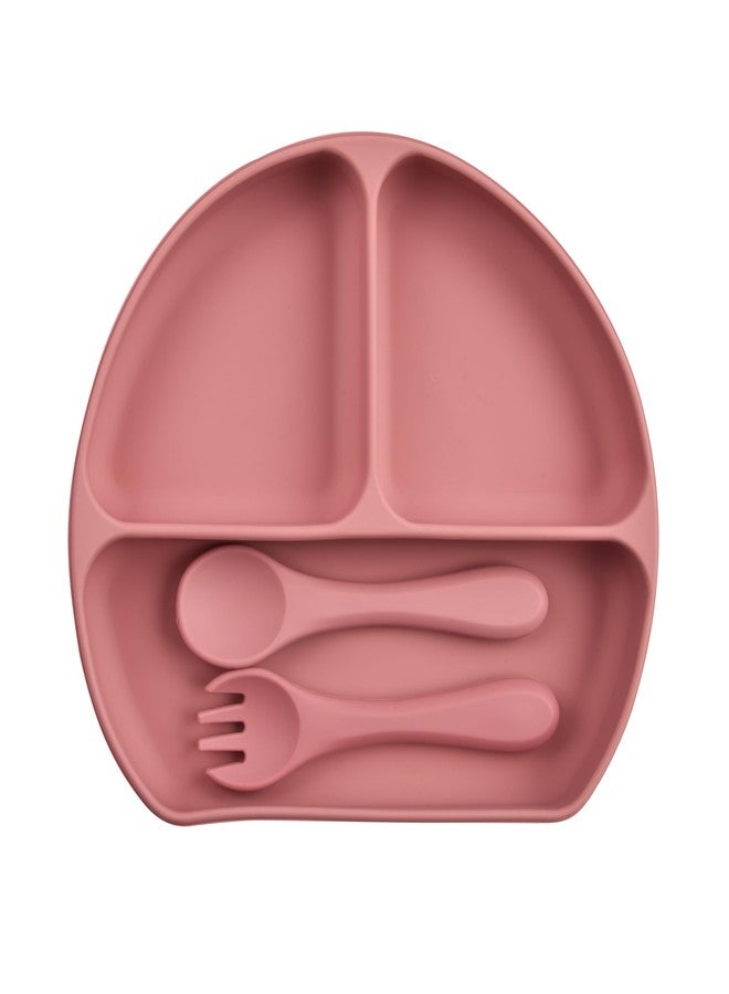 SAEKOS Silicone Baby Feeding Set with Suction Plate, Spoon & Fork | BPA Free, Food Grade, Microwave Safe | Toddler Self Feeding Tableware for Kids 6 Months+ - Image 1