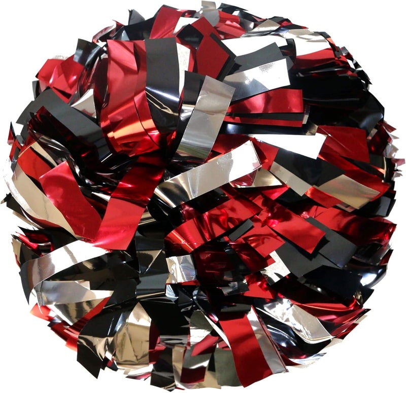 Danzcue 6 Inches Metallic Cheerleading Pom Pom with Baton Handle Pack of 2 - Image 1