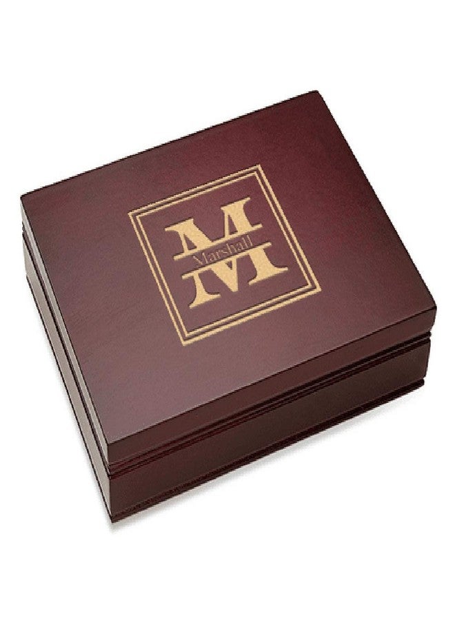 Executive Gift Shoppe | Split Monogram Rosewood Finish Playing Card Box - Image 1