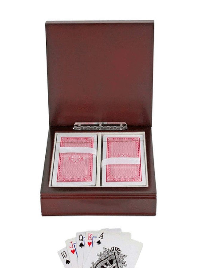 Executive Gift Shoppe | Split Monogram Rosewood Finish Playing Card Box - Image 2