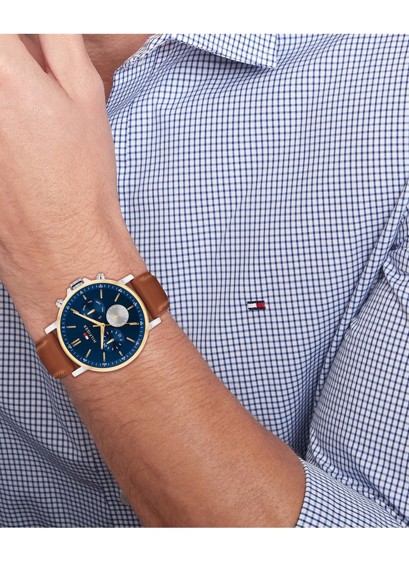 TOMMY HILFIGER Tyson Multifunction Analog Leather Strap Watch  - Image 4