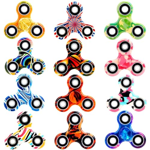 SCIONE 12 Pack Fidget Spinner Toy Finger Spinner Fidget PackAnxiety Toys Stress Relief Reducer Party Favors for KidsAdults Birthday Party Favor Goodie Bag Stuffers Classroom Prizes - Image 1